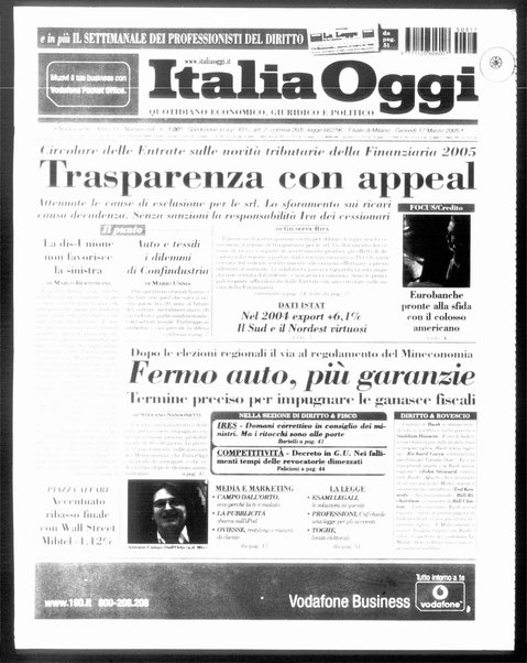 Italia oggi : quotidiano di economia finanza e politica